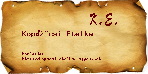 Kopácsi Etelka névjegykártya